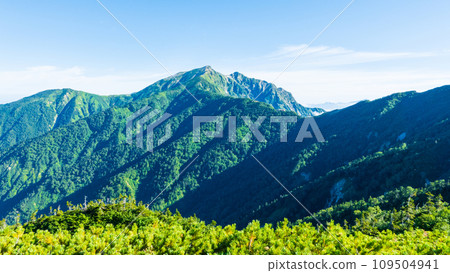 Climbing Mt. Jigatake in summer (viewing Mt. Kashima Yarigatake) Climbing Mt. Jigatake in summer (viewing Mt. Kashima Yarigatake) 109504941