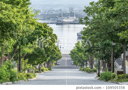 Hakodate, Hokkaido: A popular tourist spot: Hachimanzaka, a slope leading to the sea (unmanned) Hakodate, Hokkaido: A popular tourist spot: Hachimanzaka, a slope leading to the sea (unmanned) 109505356