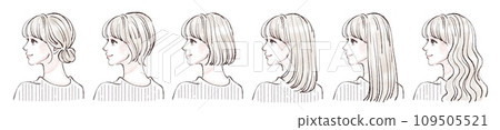Illustration set of women with various hairstyles 109505521