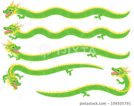 long green dragon illustration set long green dragon illustration set 109505791
