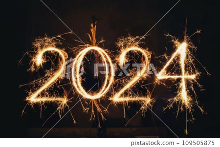 New year fireworks background 2024 New year fireworks background 2024 109505875