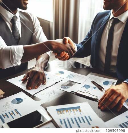 Businessmen making handshake  109505996
