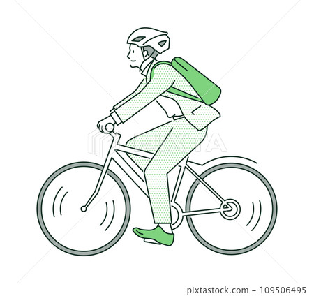 Illustration material of a man wearing a helmet and riding a bicycle Illustration material of a man wearing a helmet and riding a bicycle 109506495