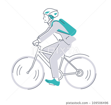 Illustration material of a man wearing a helmet and riding a bicycle Illustration material of a man wearing a helmet and riding a bicycle 109506496