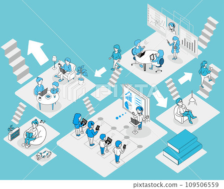 Image illustration of improving your career and finding your place to study, work, and rest (blue) 109506559