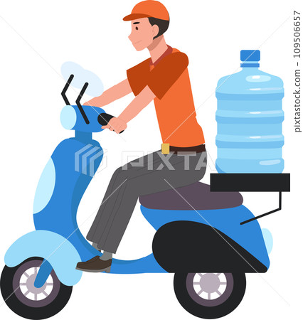 Fast Motorcycle Courier for Water Delivery. Water Delivery by Motorcycle. Urban Logistics Services Fast Motorcycle Courier for Water Delivery. Water Delivery by Motorcycle. Urban Logistics Services 109506657