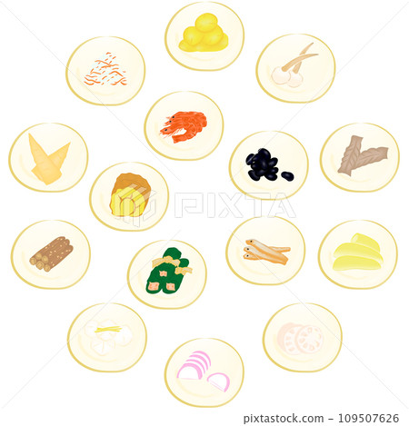 Osechi side dishes vector illustration Osechi side dishes vector illustration 109507626