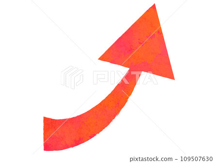 Simple red arrow material drawn with watercolor, rising to the right Simple red arrow material drawn with watercolor, rising to the right 109507630