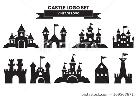 Castle silhouette object in vintage style 109507671