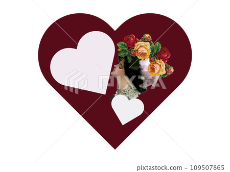 Profile of a woman kissing a heart 109507865