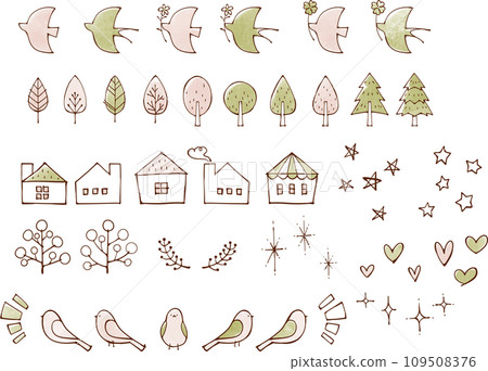Scandinavian style illustration set warm colors Scandinavian style illustration set warm colors 109508376