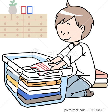 A man organizing his clothes 109508408