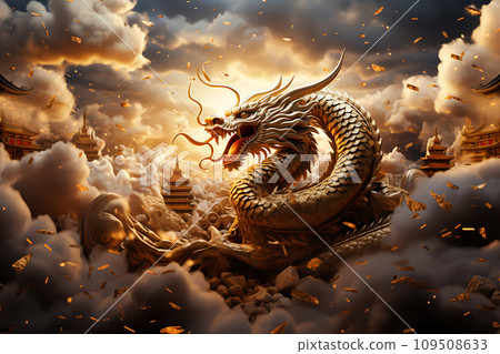 Celebrate the Festive Spirit Happy New Year of the Golden Dragon Generative Ai Celebrate the Festive Spirit Happy New Year of the Golden Dragon Generative Ai 109508633