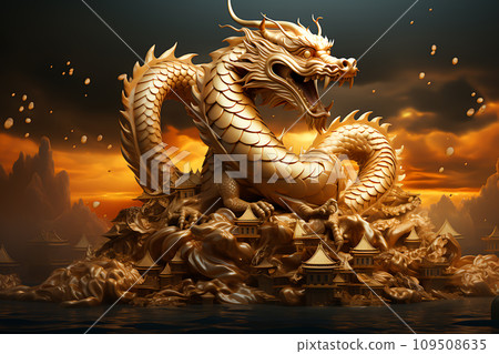 Celebrate the Festive Spirit Happy New Year of the Golden Dragon Generative Ai 109508635