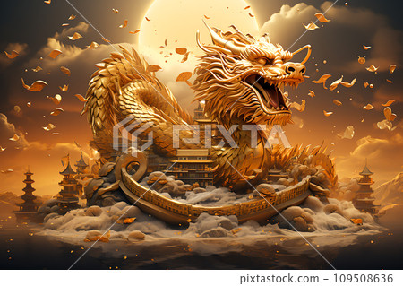 Celebrate the Festive Spirit Happy New Year of the Golden Dragon Generative Ai 109508636