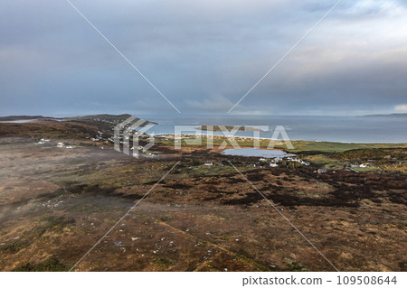 Aerial view of a foggy Portnoo, County Donegal - Ireland Aerial view of a foggy Portnoo, County Donegal - Ireland 109508644