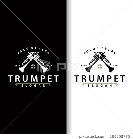 simple brand silhouette design brass musical instrument trumpet, classic jazz trumpet logo simple brand silhouette design brass musical instrument trumpet, classic jazz trumpet logo 109508770