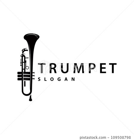simple brand silhouette design brass musical instrument trumpet, classic jazz trumpet logo simple brand silhouette design brass musical instrument trumpet, classic jazz trumpet logo 109508798