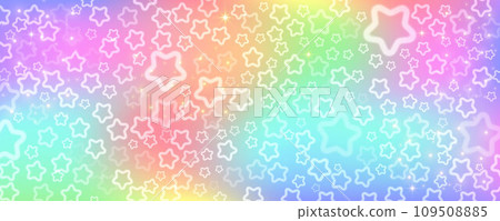 Rainbow sky with stars and bokeh. Kawaii fantasy background. Magic glitter space with iridescent texture. Abstract vector wallpaper 109508885