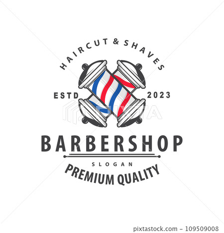 Barbershop Logo, Barber Scissors Vector, Old Design Retro Vintage Typography Ornament 109509008