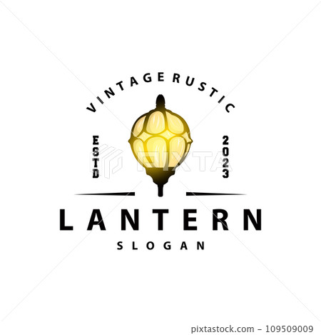 Lantern Logo Design Street Lamp Old Classic Vintage Minimalist Illustration Template 109509009