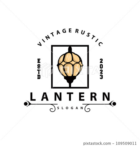 Lantern Logo Design Street Lamp Old Classic Vintage Minimalist Illustration Template 109509011