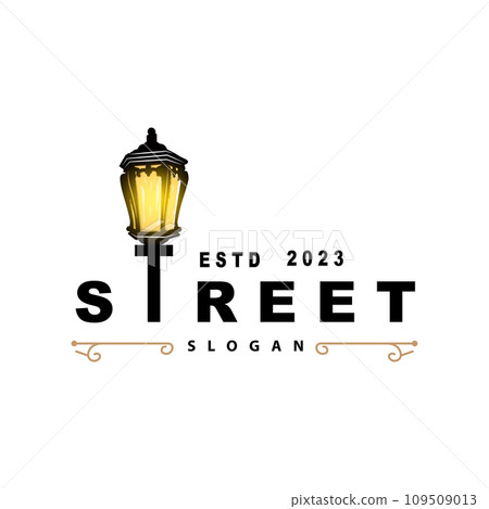 Lantern Logo Design Street Lamp Old Classic Vintage Minimalist Illustration Template 109509013