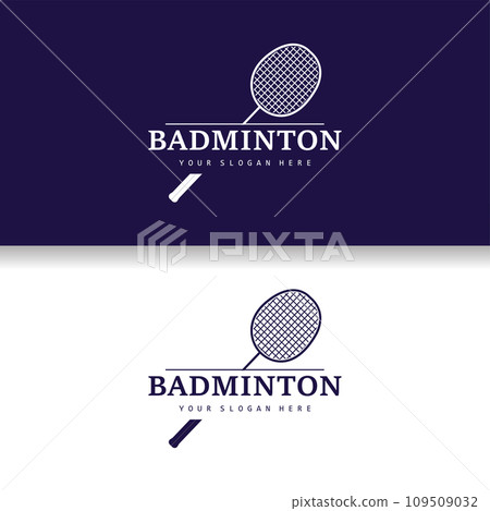 Badminton Logo, Simple Badminton Racket Design, Retro Vintage Minimalist Sports Concept 109509032