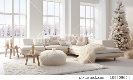 AI-generated content. White room with stylish modern Christmas and new year interior comeliness 109509664