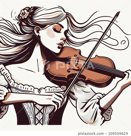 A woman playing a violin A woman playing a violin 109509829