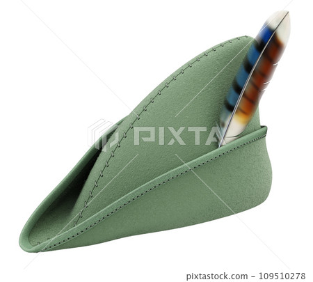 Robin hood hat isolated on white background - 3D illustration 109510278