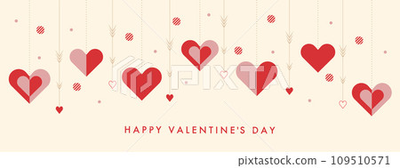 Valentine's Day Banner Frame Background Heart Ornament Vector Illustration Stylish 109510571