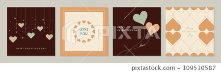 Valentine's Day card template set frame background heart vector illustration stylish 109510587