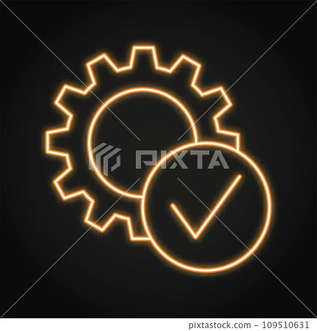 Gear with checkmark neon icon Gear with checkmark neon icon 109510631