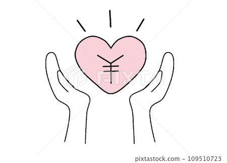 Illustration of a hand holding a heart shape Illustration of a hand holding a heart shape 109510723