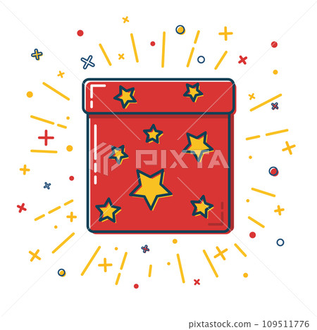 Shining gift box icon with stars in flat style Shining gift box icon with stars in flat style 109511776