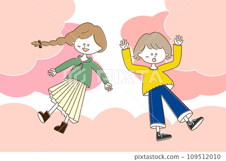 Girls playing under the cherry tree Girls playing under the cherry tree 109512010