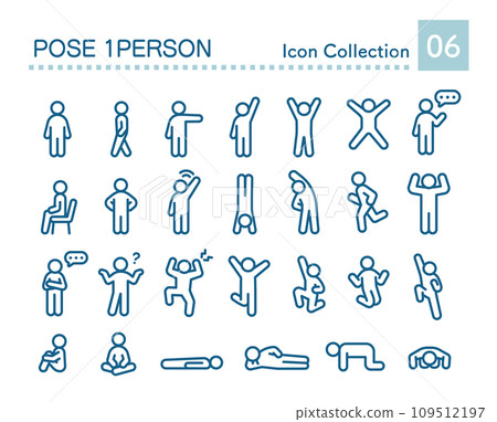 一組姿勢圖標 一組姿勢圖標 109512197