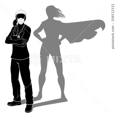 Doctor Nurse Woman Silhouette Mask Super Hero Doctor Nurse Woman Silhouette Mask Super Hero 109512332