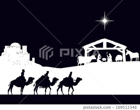 Christmas Nativity Scene Bethlehem Manger Wise Men 109512348