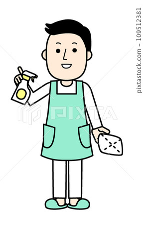 簡單人物插畫：擅長做家事的圍裙男人 109512381
