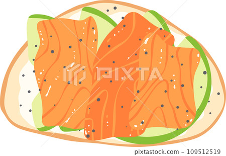 Breakfast sandwich Salomon avocado on toast illustration 109512519