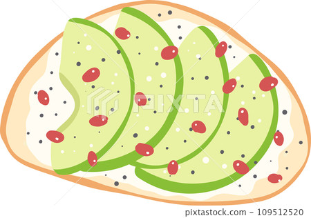 Breakfast sandwich Avocado Pomegranate on toast illustration 109512520