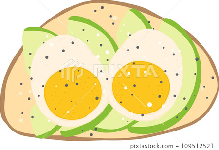 Breakfast sandwich Egg avocado on toast illustration 109512521