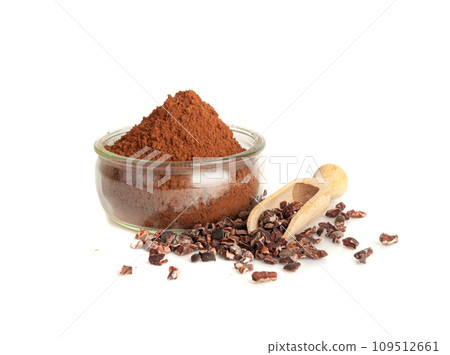 Cocoa Powder Isolated, Cacao Dust Pile, Dry Ground Cocoa Beans, Cocao Powder Pile for Chocolate Cocoa Powder Isolated, Cacao Dust Pile, Dry Ground Cocoa Beans, Cocao Powder Pile for Chocolate 109512661