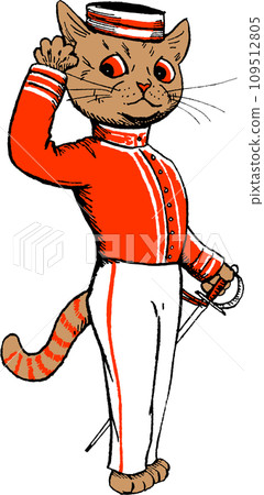 一隻貓敬禮的插圖 109512805