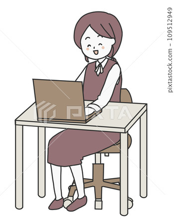 操作計算機的微笑的婦女 操作計算機的微笑的婦女 109512949