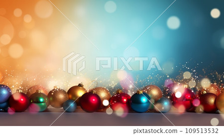 Colorful christmas balls on bokeh background with copy space Colorful christmas balls on bokeh background with copy space 109513532