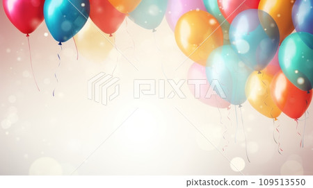 Colorful balloons on bokeh background. Happy Birthday Card. Colorful balloons on bokeh background. Happy Birthday Card. 109513550