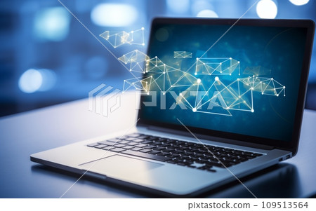 email interface on a laptop, Include elements that suggest an email marketing campaign in progress, clous up email interface on a laptop, Include elements that suggest an email marketing campaign in progress, clous up 109513564